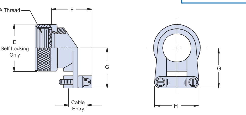 M85049/39 90-degree strain relief backshell, dimensional drawing
